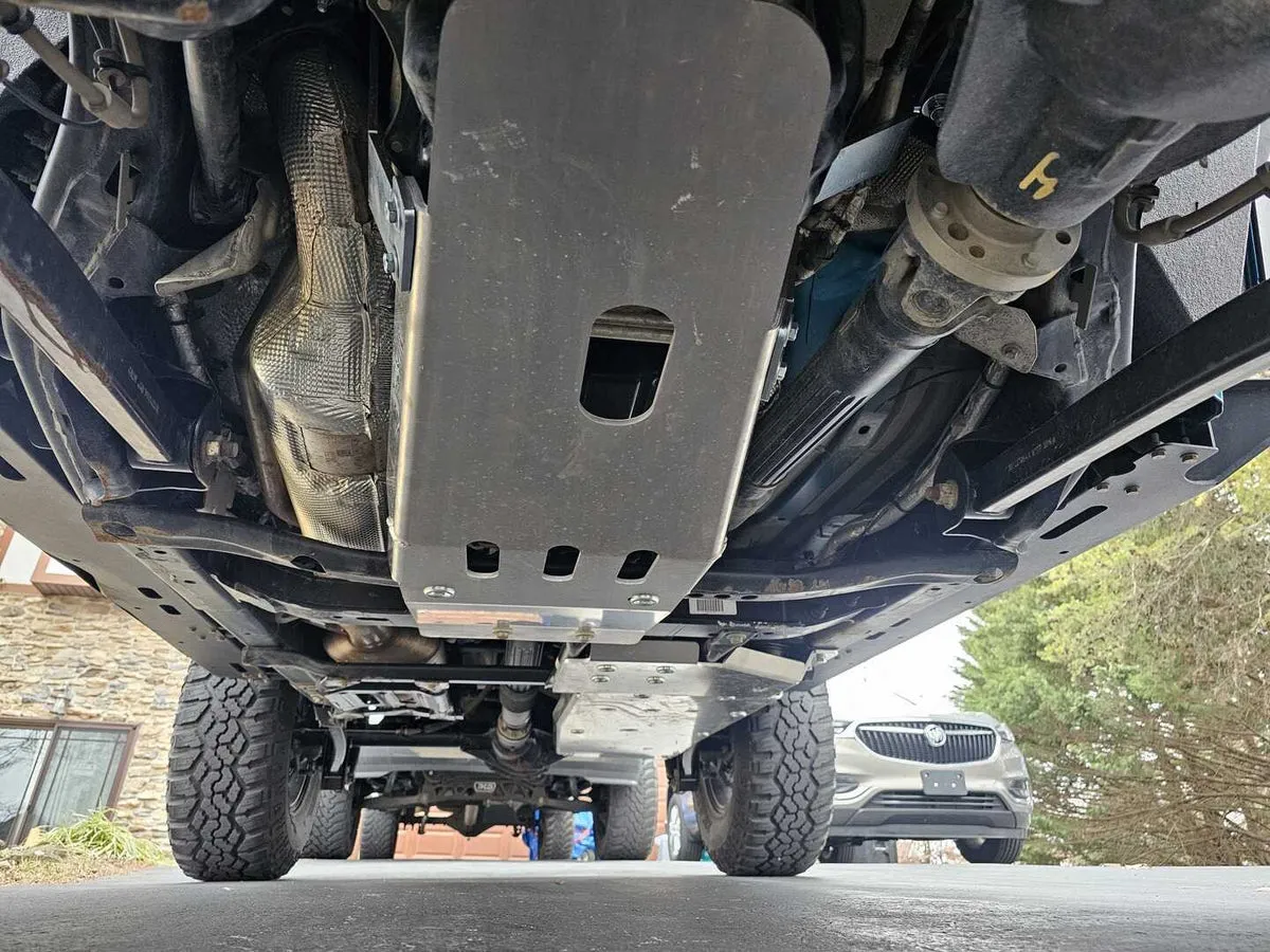 ASFIR skid plates under a Wrangler JL EcoDiesel